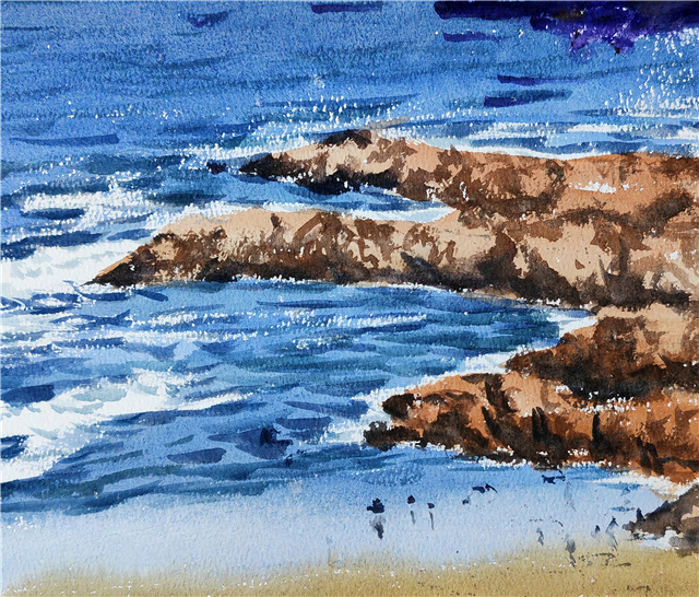 030 陈希旦海景水彩|品得拍—24小时在线拍卖平台