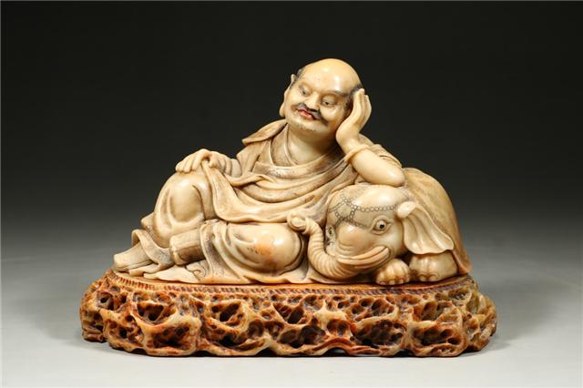 寿山石（求索） 006 寿山石雕骑象罗汉|品得拍—24小时在线拍卖平台