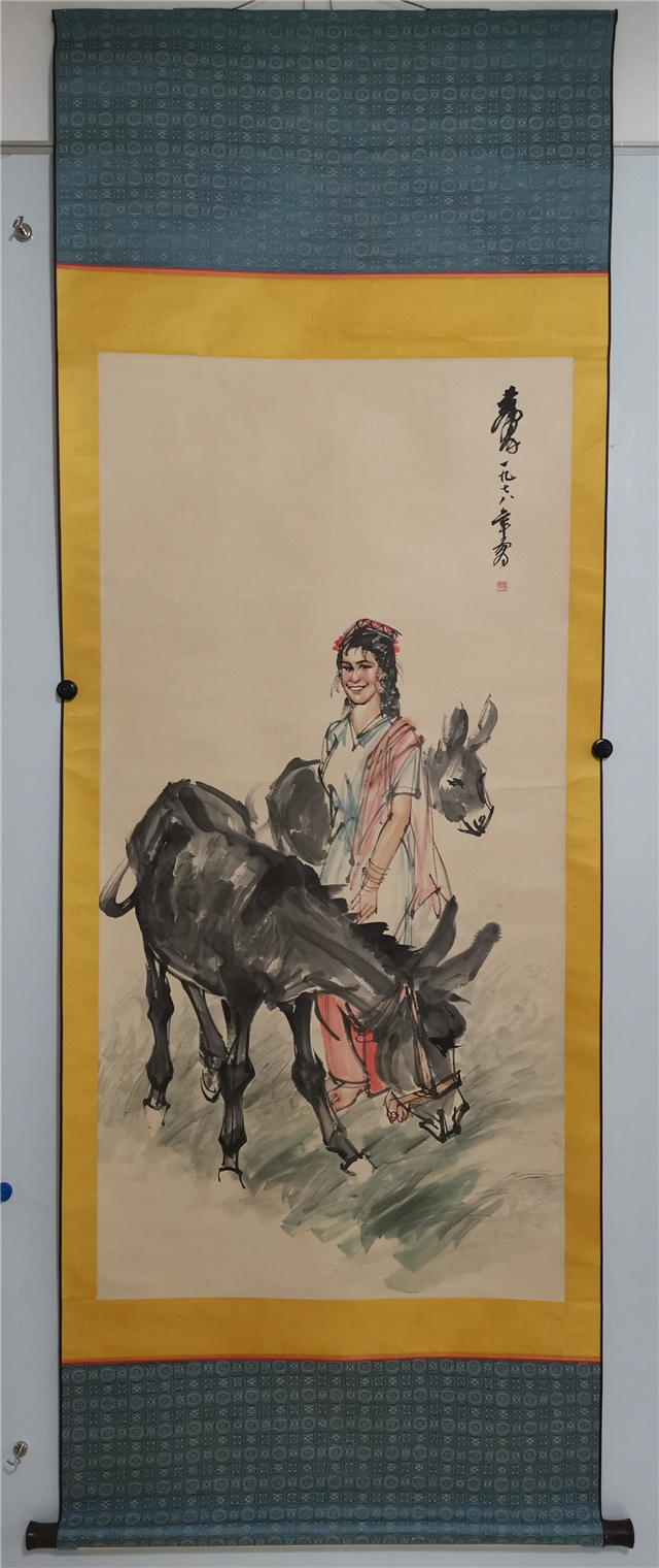 016 黄胄牧驴图纸本立轴|品得拍—24小时在线拍卖平台
