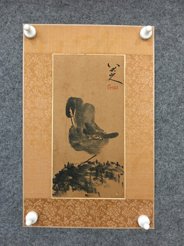 039 八大山人鸟纸本镜片|品得拍—24小时在线拍卖平台