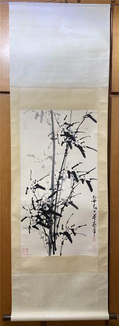中国古美術・蘭竹之情三尺画芯・董卿印款・水墨画・純手描き