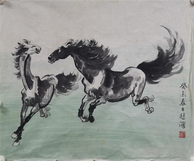 八3104【中古品】 徐悲鴻　奔馬圖 複製画　昭和六十三年十二月二十日発行 八3104【中古品】 徐悲鴻 奔馬圖 複製画 昭和六十三年十二