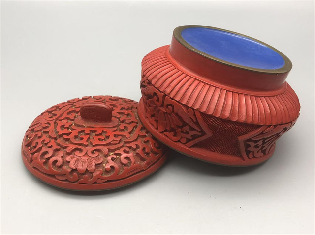骨董・茶道具☆中国古玩 陶磁器染付蓋漆塗蓋物 漆器 gl072sb.0 存星