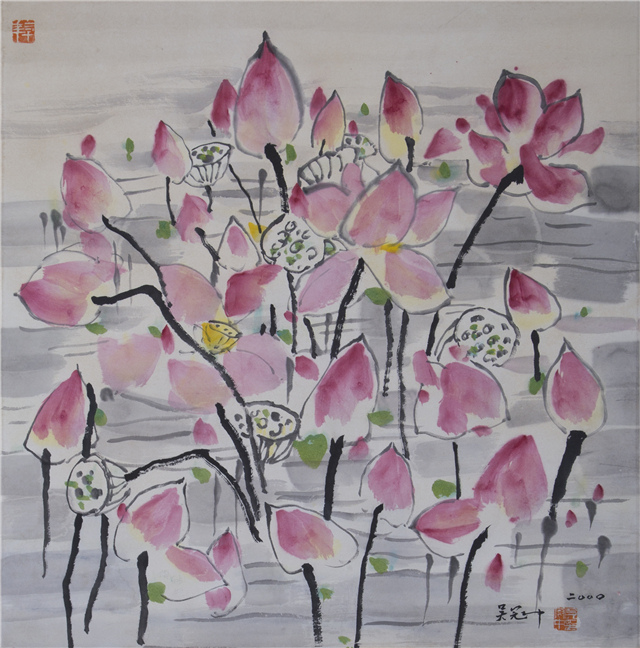 016 吴冠中荷花纸本立轴|品得拍—24小时在线拍卖平台