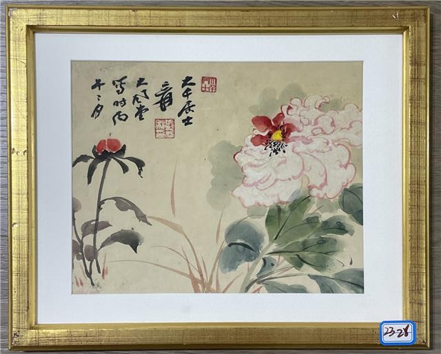 021 张大千花卉纸本镜框|品得拍—24小时在线拍卖平台