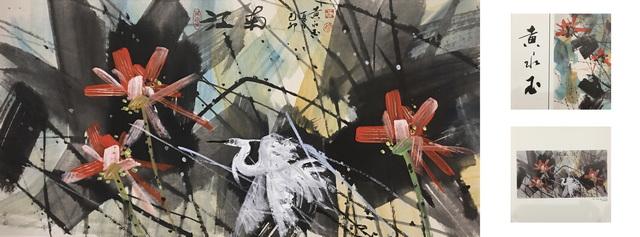 黄永玉 盛荷図 掛軸 宣紙装裱 168cm 【公式通販】
