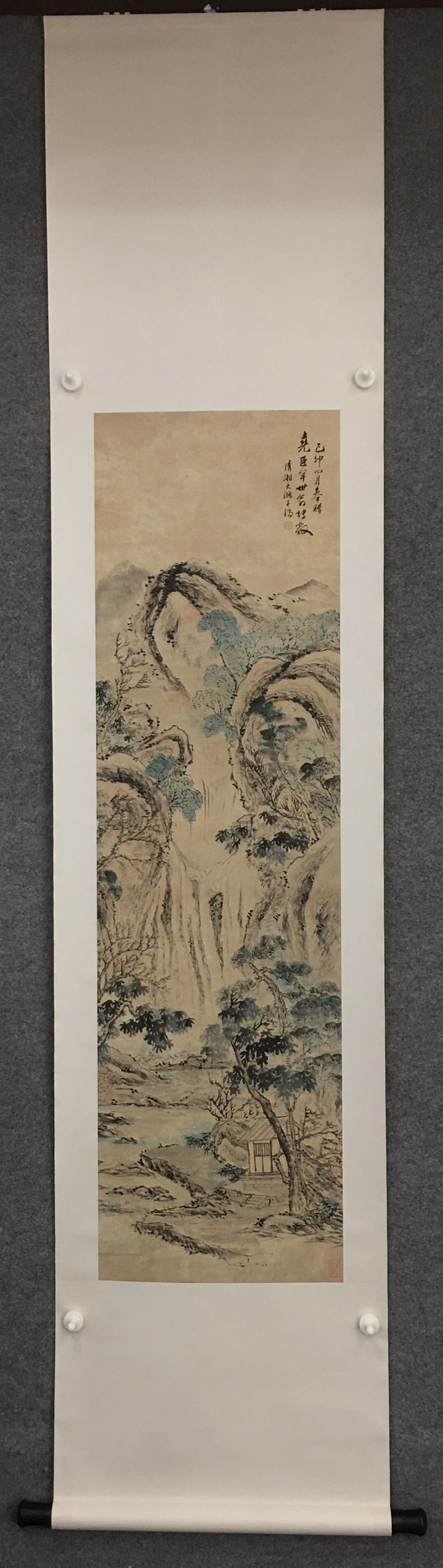 054 石涛苍崖飞瀑纸本立轴|品得拍—24小时在线拍卖平台
