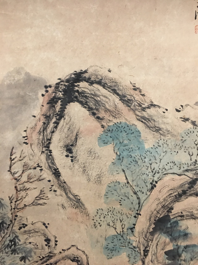明清画家　石濤 石涛 掛軸(紙本) 水墨 「山水飛瀑図」 砡製画軸 054 石涛苍崖飞瀑纸本立轴|品得拍—24小时在线拍卖平台