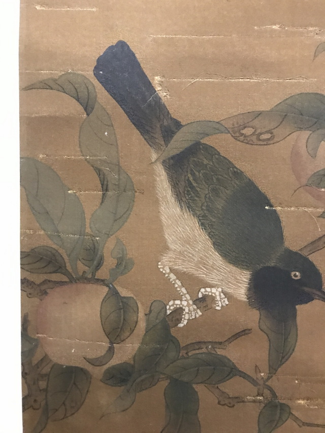 四尺 中堂画 掛け軸 李迪 花鳥図 桃 鸚鵡 中国画 宣紙 証明書付き 表装済み 055 李迪花鸟绢本立轴|品得拍—24小时在线拍卖平台