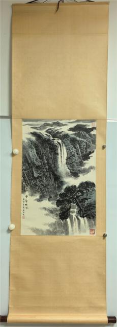宋文治 山水 掛け軸 四尺 中国絵画 書画 手描き 風景 山水図 インテリア 007 宋文治山水纸本立轴|品得拍—24小时在线拍卖平台